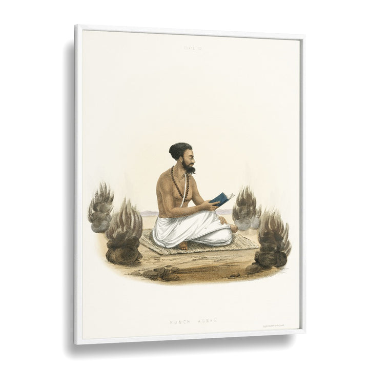 Punch Agnee Indian art painting Artwork in White Plain Frame