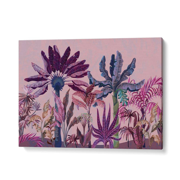 Purple Jungle Botanical Art Print Artwork in Gallery Wrap