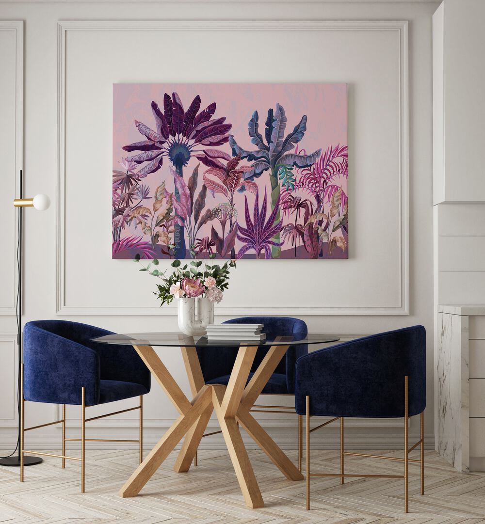 Purple Jungle  Botanical art painting Artwork Placed on a wal