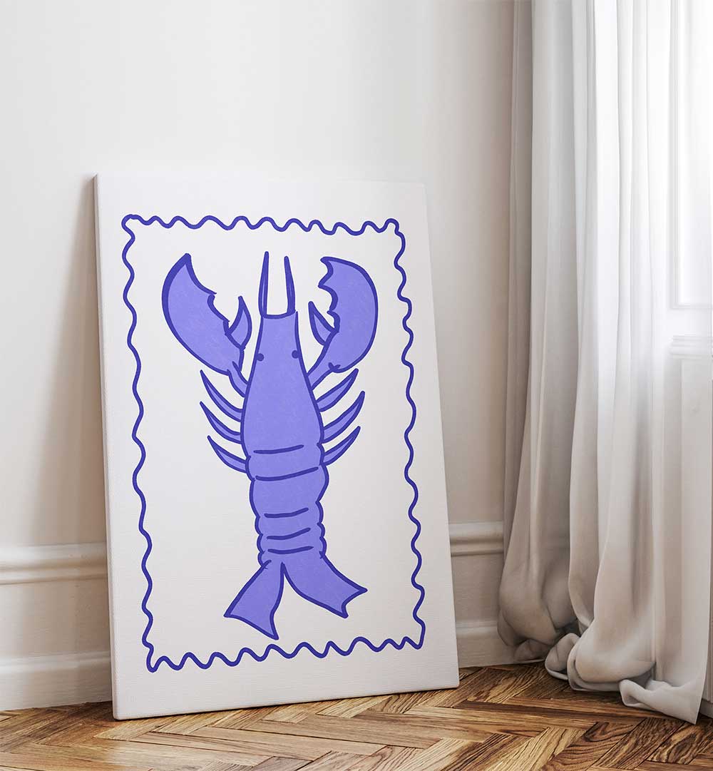 PURPLE LOBSTER STAMP , KIDS ROOM PAINTINGS