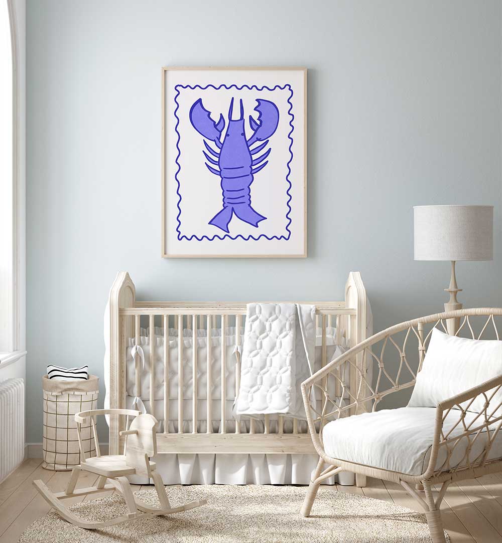 PURPLE LOBSTER STAMP , KIDS ROOM PAINTINGS