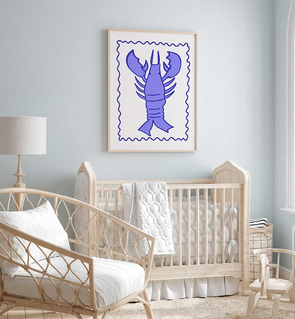 PURPLE LOBSTER STAMP , KIDS ROOM PAINTINGS
