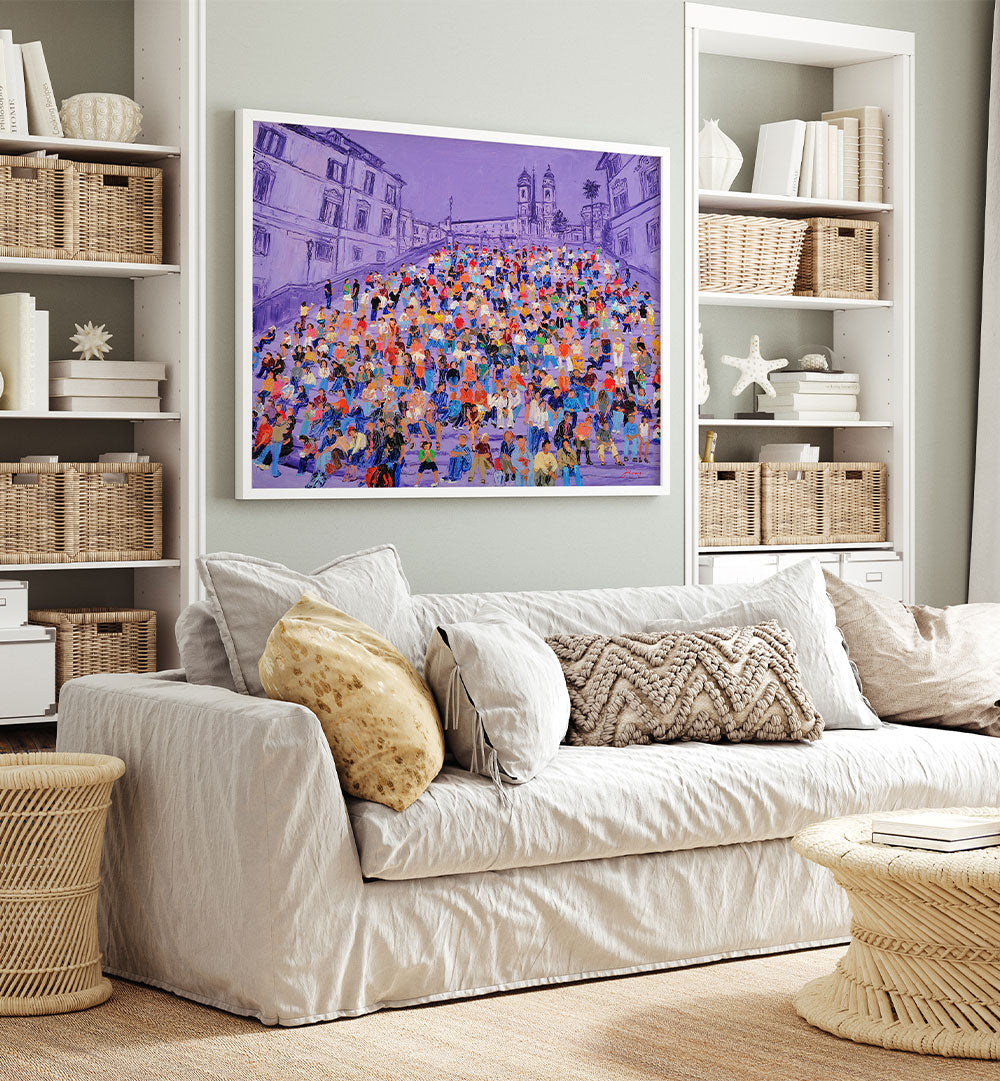 PURPLE SPANISH STEPS CROWD