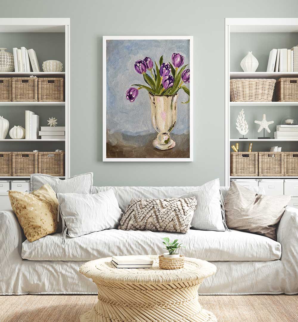 PURPLE TULIPS IN VASE