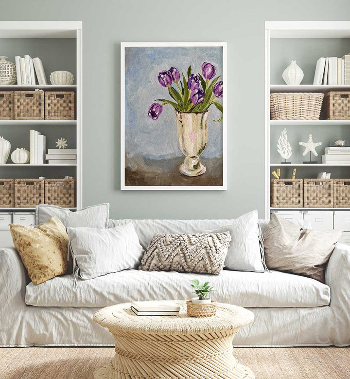 PURPLE TULIPS IN VASE