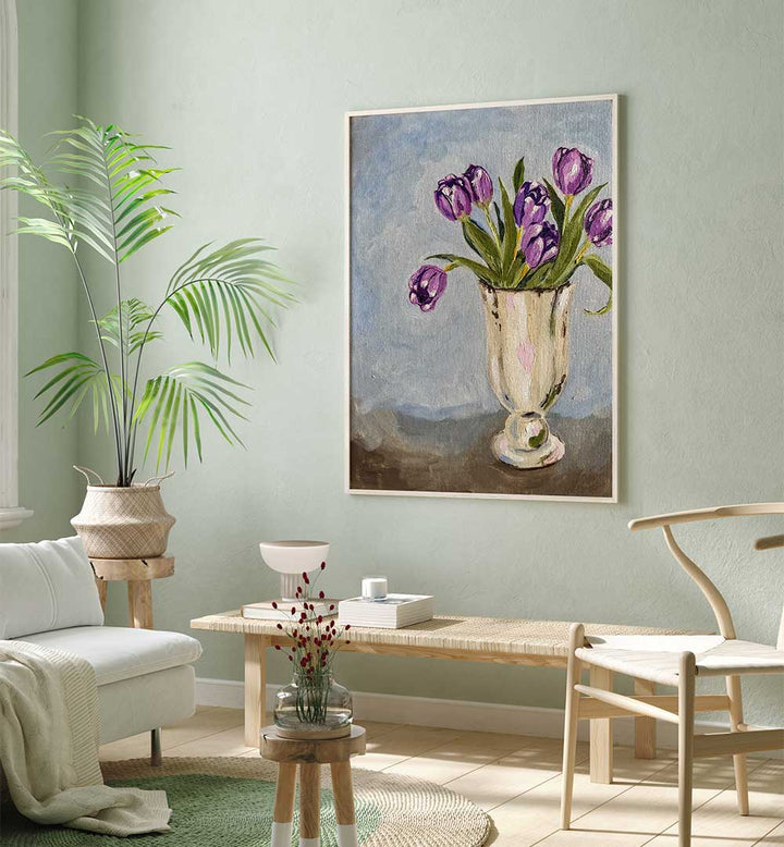 PURPLE TULIPS IN VASE
