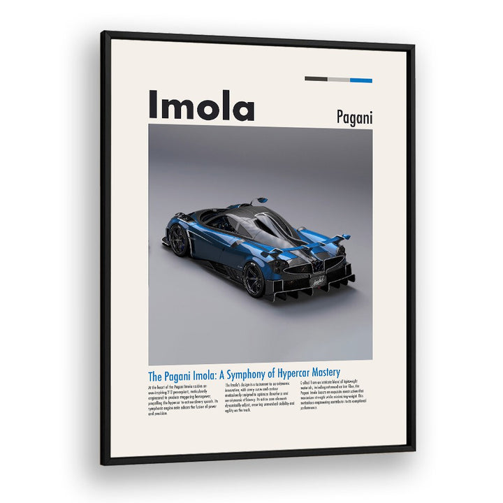 Pagani Imola Car Posters Automotive Wall Art Prints in Black Plain Frame