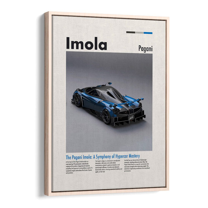 Pagani Imola Car Posters Automotive Wall Art Prints in Oak Wood Floater Frame