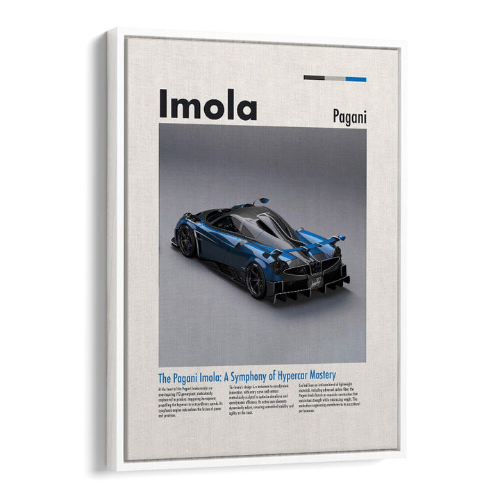 Pagani Imola Car Posters Automotive Wall Art Prints in White Floater Frame