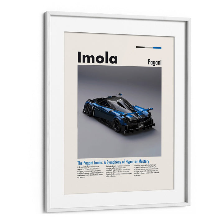 Pagani Imola Car Posters Automotive Wall Art Prints in White Frame With Mount