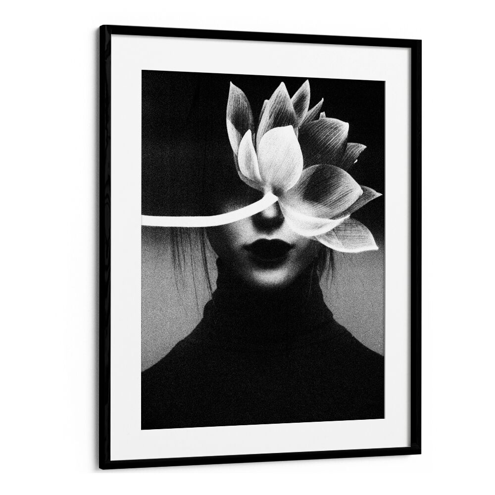 Pain Like A Flower Blossom Altered Art Prints Surrealism in Black Frame With Mount