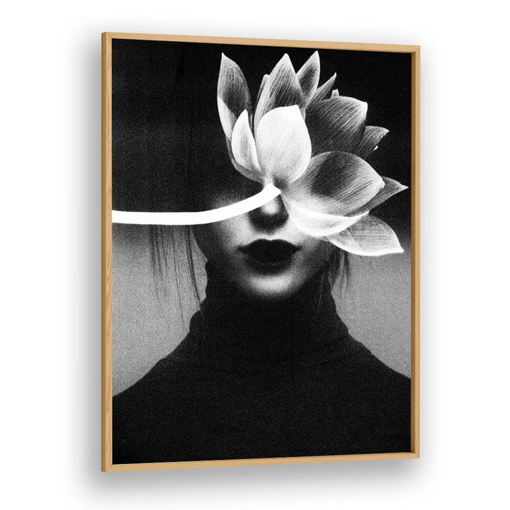 Pain Like A Flower Blossom Altered Art Prints Surrealism in Oak Wood Plain Frame