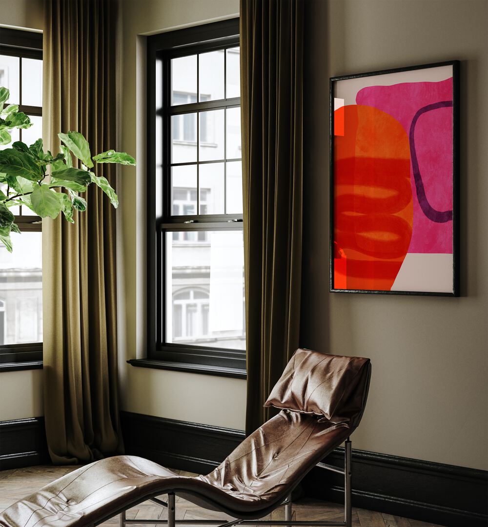 Painted Lines IV By Ana Rut Bre Abstract Art Abstract Paintings in Black Plain Frame placed on a Sage Green Colored Wall in the Drawing Room