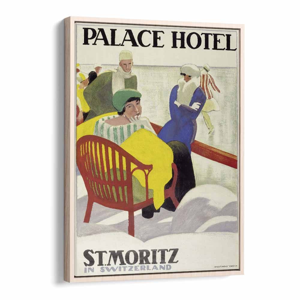 Palace Hotel  Retro Travel Posters in Oak Wood Floater Frame