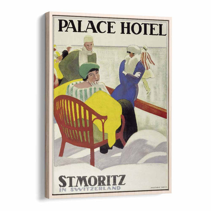 Palace Hotel  Retro Travel Posters in Oak Wood Floater Frame