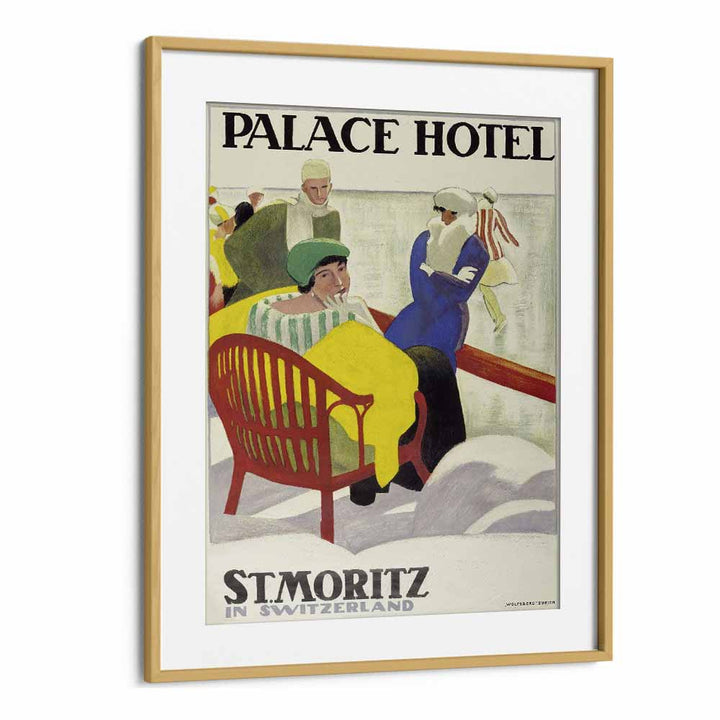 Palace Hotel  Retro Travel Posters in Oak Wood Frame With Mount