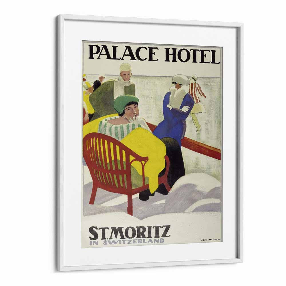 Palace Hotel  Retro Travel Posters in White Frame With Mount