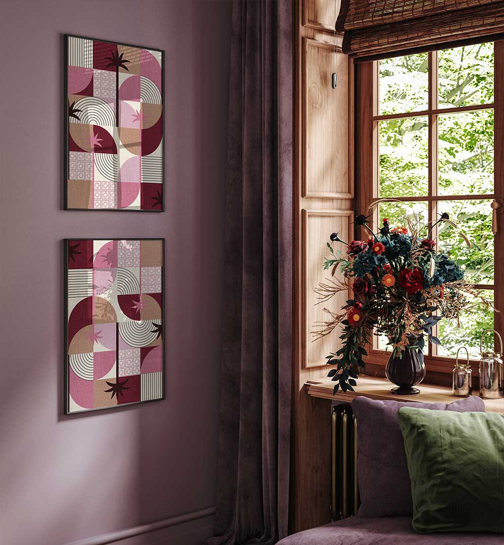 PALM PATTERNS SET , SET OF 2 PAINTINGS