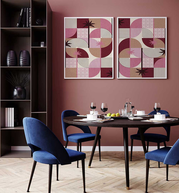 PALM PATTERNS SET , SET OF 2 PAINTINGS