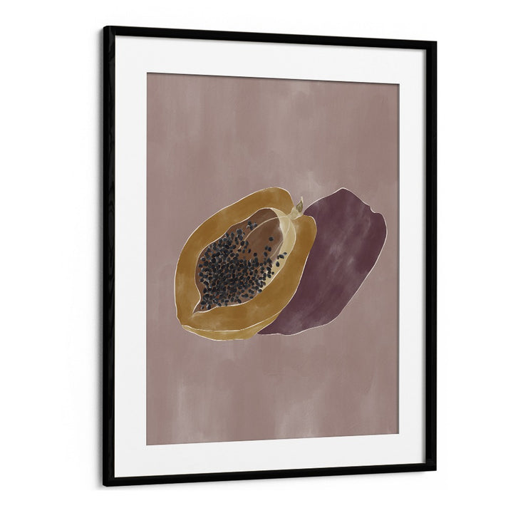 Papaya By Ivy Green Kitchen Art Prints in Black Frame With Mount