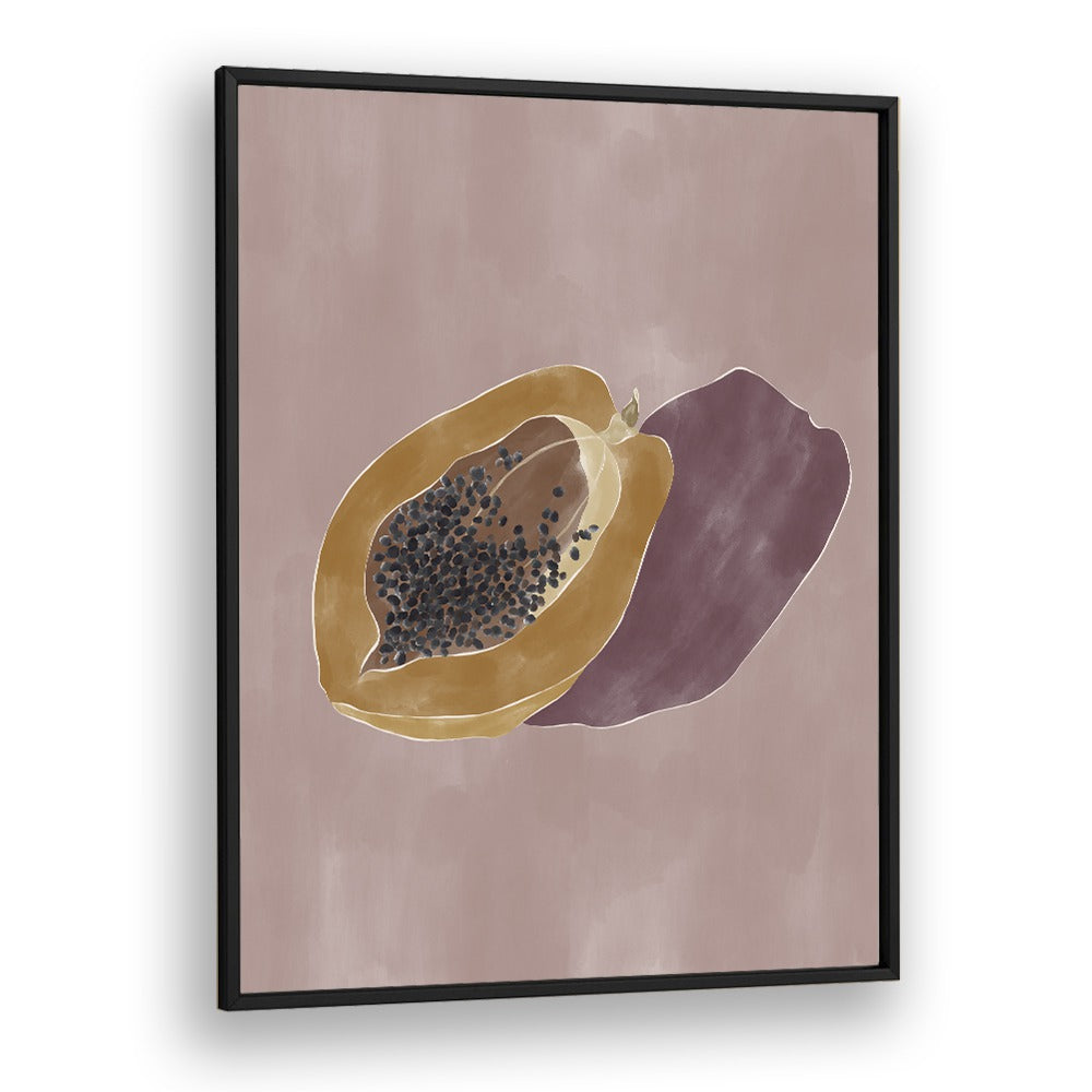 Papaya By Ivy Green Kitchen Art Prints in Black Plain Frame