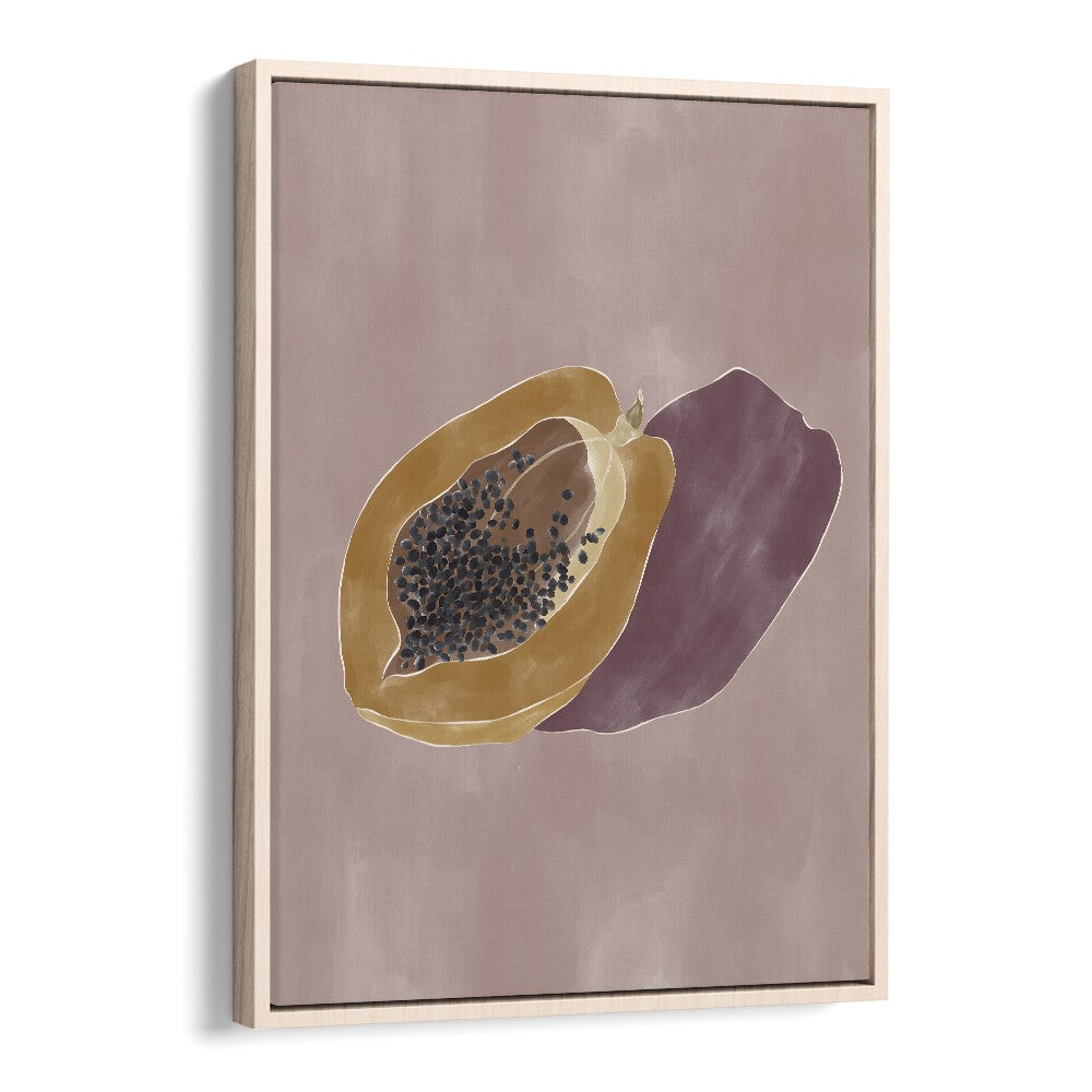 Papaya By Ivy Green Kitchen Art Prints in Oak Wood Floater Frame