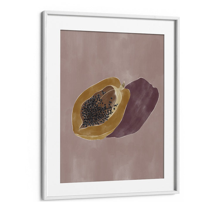 Papaya By Ivy Green Kitchen Art Prints in White Frame With Mount