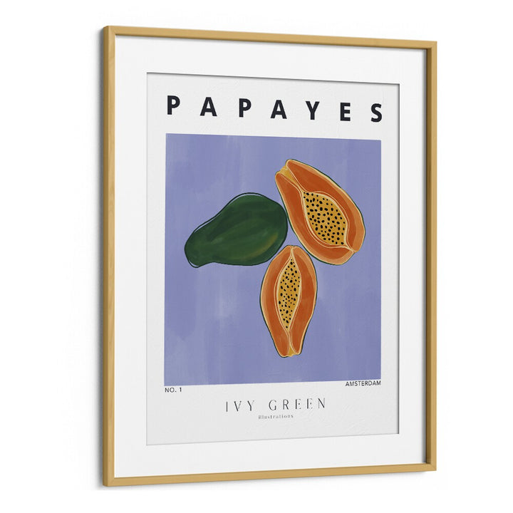 Papayes By Ivy Green Kitchen Art Prints in Oak Wood Frame With Mount