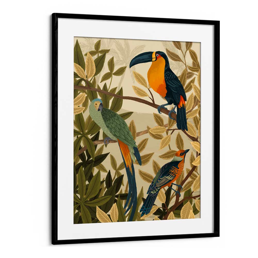 Paradise Birds By Goed Blauw Kids Room Paintings Kids Room Wall Art in Black Frame With Mount