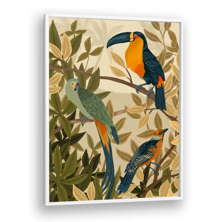 Paradise Birds By Goed Blauw Kids Room Paintings Kids Room Wall Art in White Plain Frame