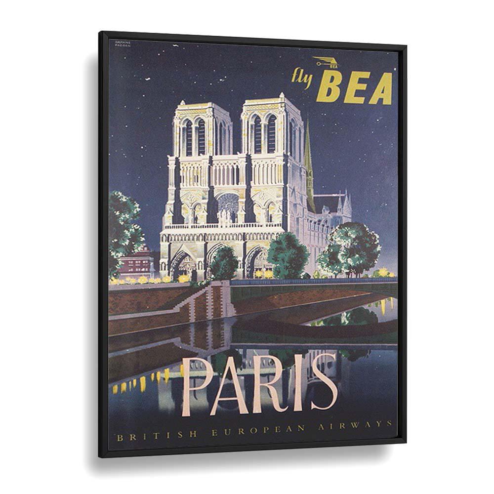 Paris-British European Airways  Vintage Travel Posters in Black Plain Frame