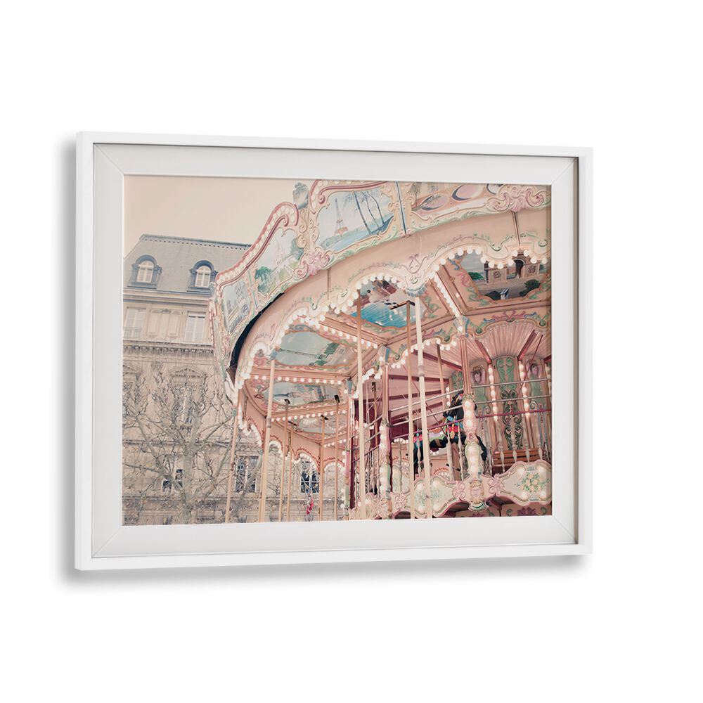 Paris Carousel I By Grace Digital Art Co Kids Room Prints in White Frame With Mount