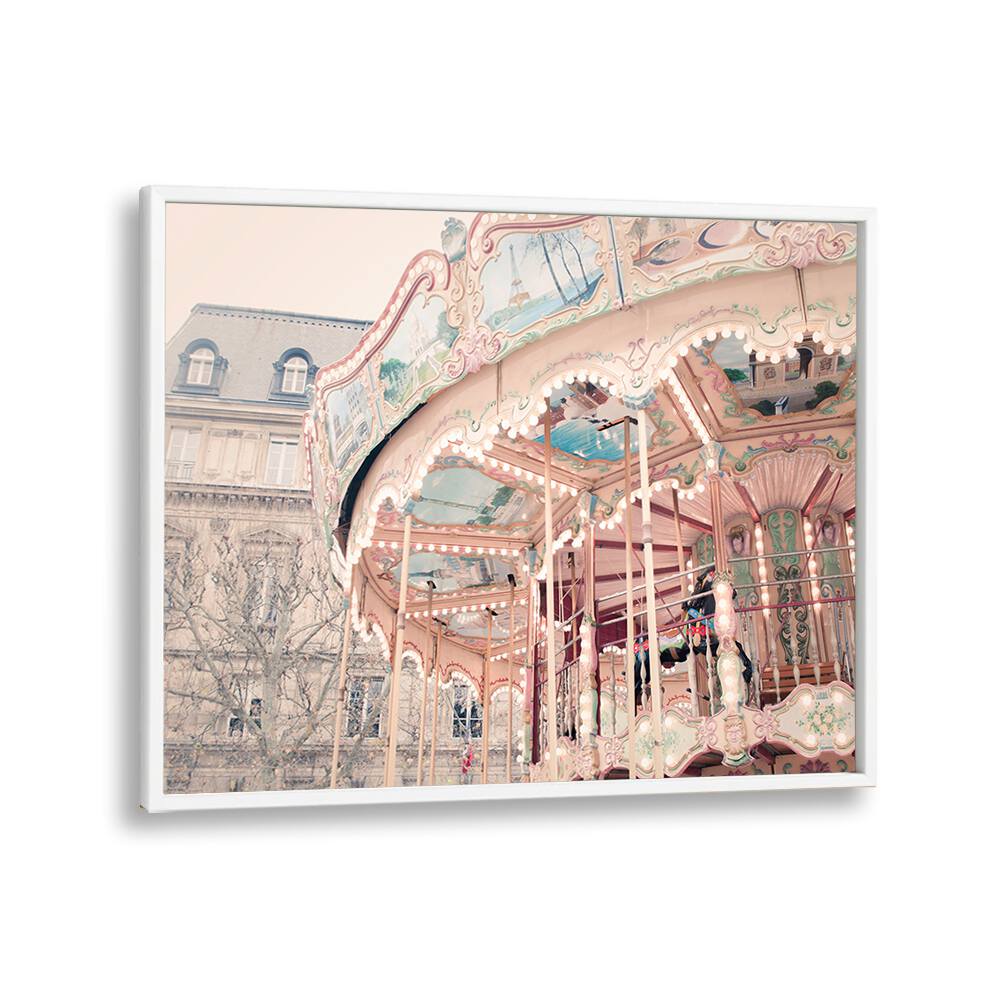 Paris Carousel I By Grace Digital Art Co Kids Room Prints in White Plain Frame