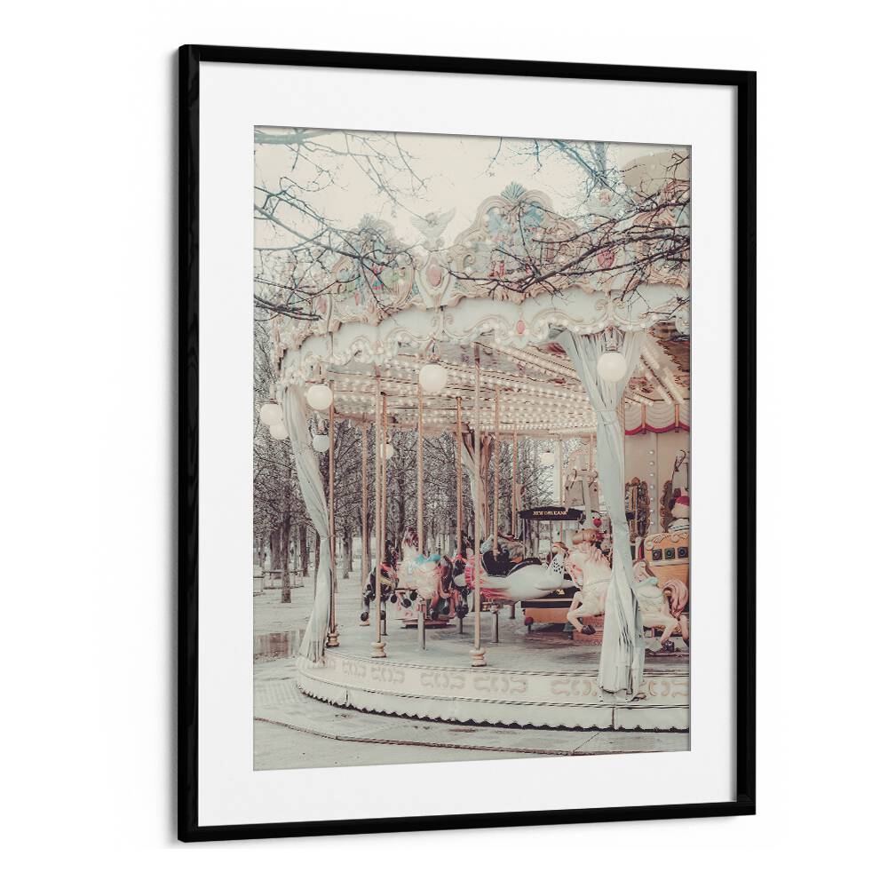 Paris Carousel ii By Grace Digital Art Co Kids Room Prints in Black Frame With Mount