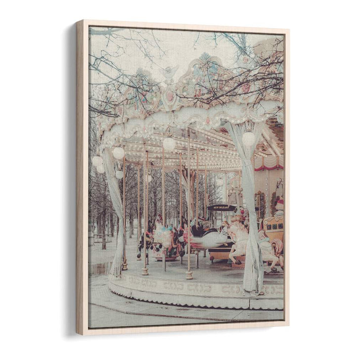 Paris Carousel ii By Grace Digital Art Co Kids Room Prints in Oak Wood Floater Frame