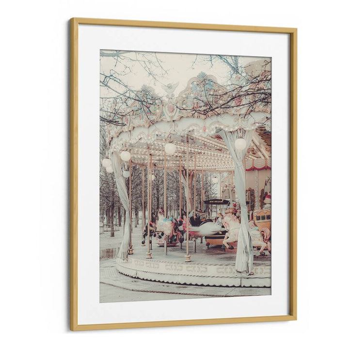 Paris Carousel ii By Grace Digital Art Co Kids Room Prints in Oak Wood Frame With Mount