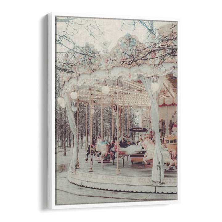 Paris Carousel ii By Grace Digital Art Co Kids Room Prints in White Floater Frame