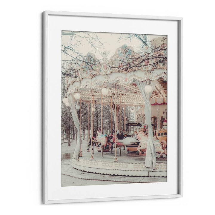 Paris Carousel ii By Grace Digital Art Co Kids Room Prints in White Frame With Mount