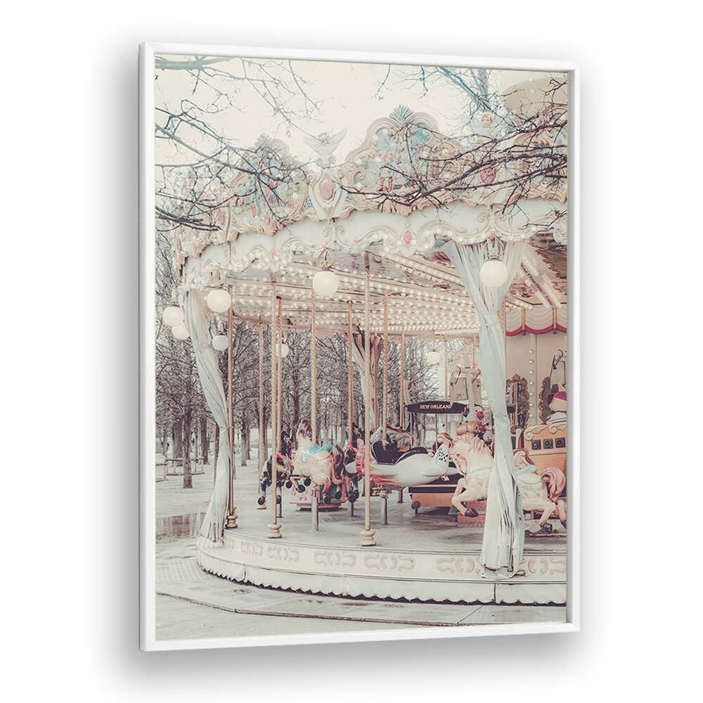 Paris Carousel ii By Grace Digital Art Co Kids Room Prints in White Plain Frame