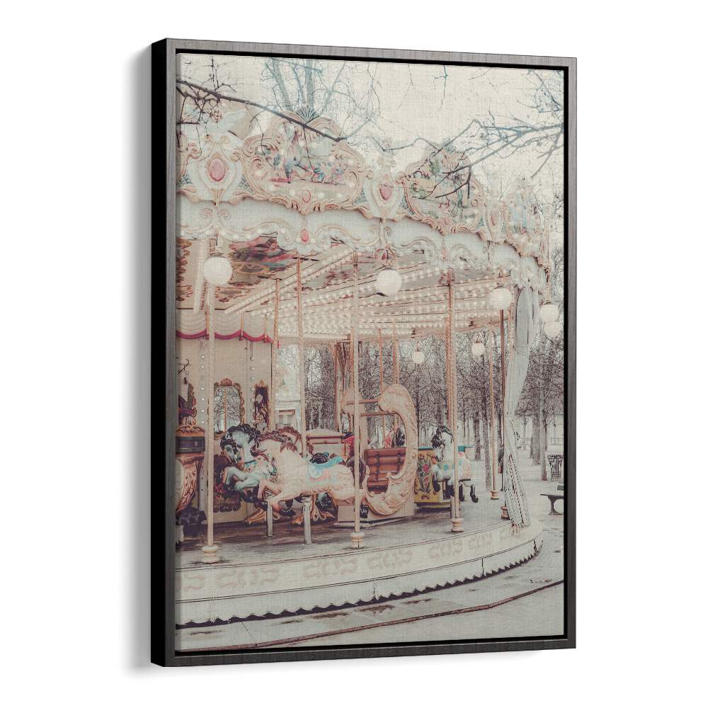 Paris Carousel iii By Grace Digital Art Co Kids Room Prints in Black Floater Frame