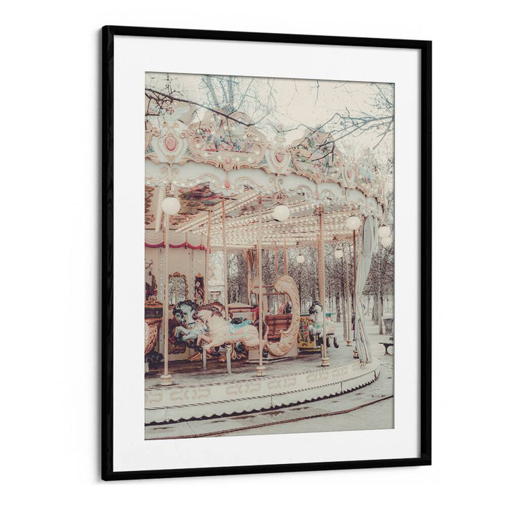 Paris Carousel iii By Grace Digital Art Co Kids Room Prints in Black Frame With Mount