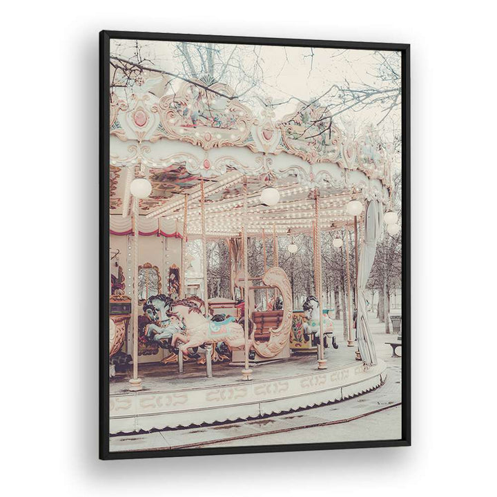 Paris Carousel iii By Grace Digital Art Co Kids Room Prints in Black Plain Frame