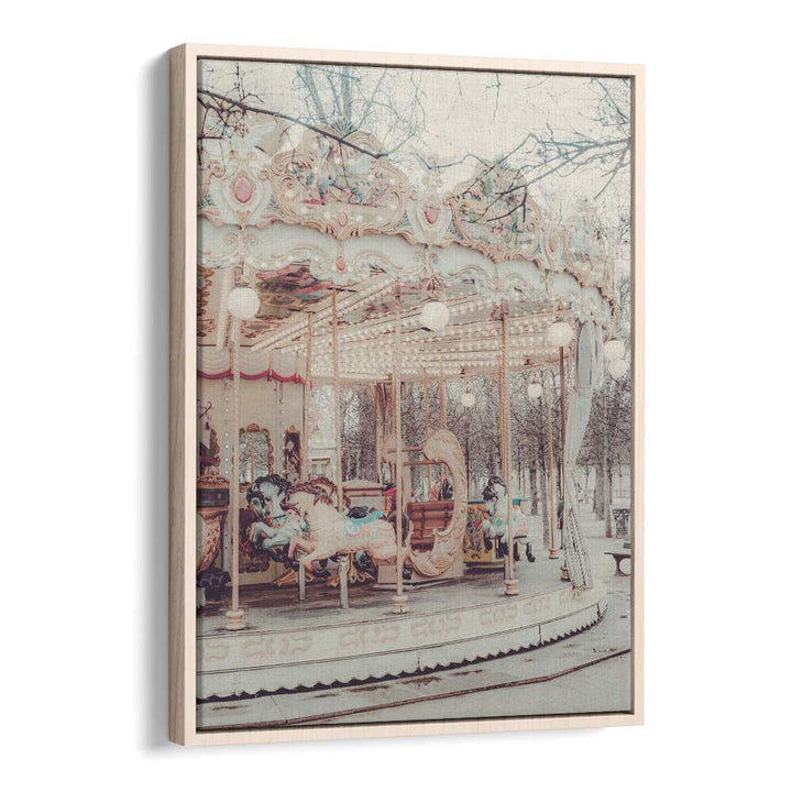 Paris Carousel iii By Grace Digital Art Co Kids Room Prints in Oak Wood Floater Frame