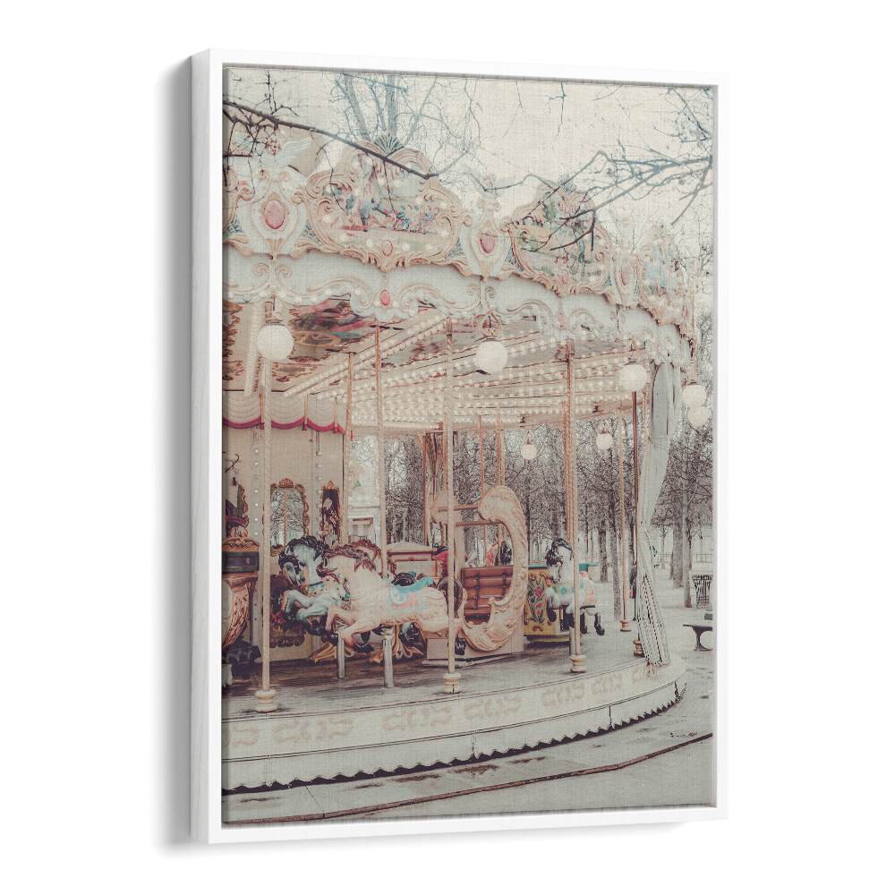 Paris Carousel iii By Grace Digital Art Co Kids Room Prints in White Floater Frame