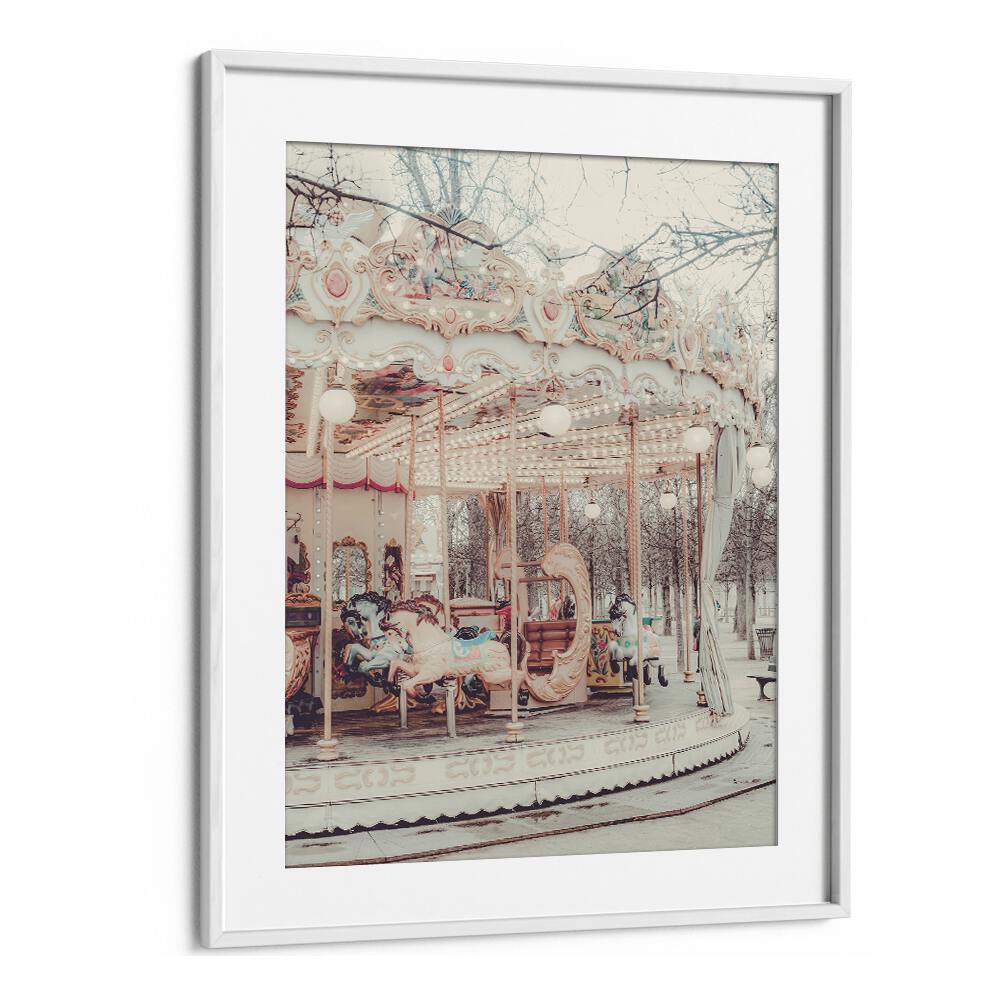 Paris Carousel iii By Grace Digital Art Co Kids Room Prints in White Frame With Mount