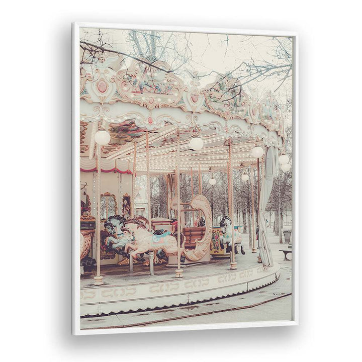 Paris Carousel iii By Grace Digital Art Co Kids Room Prints in White Plain Frame