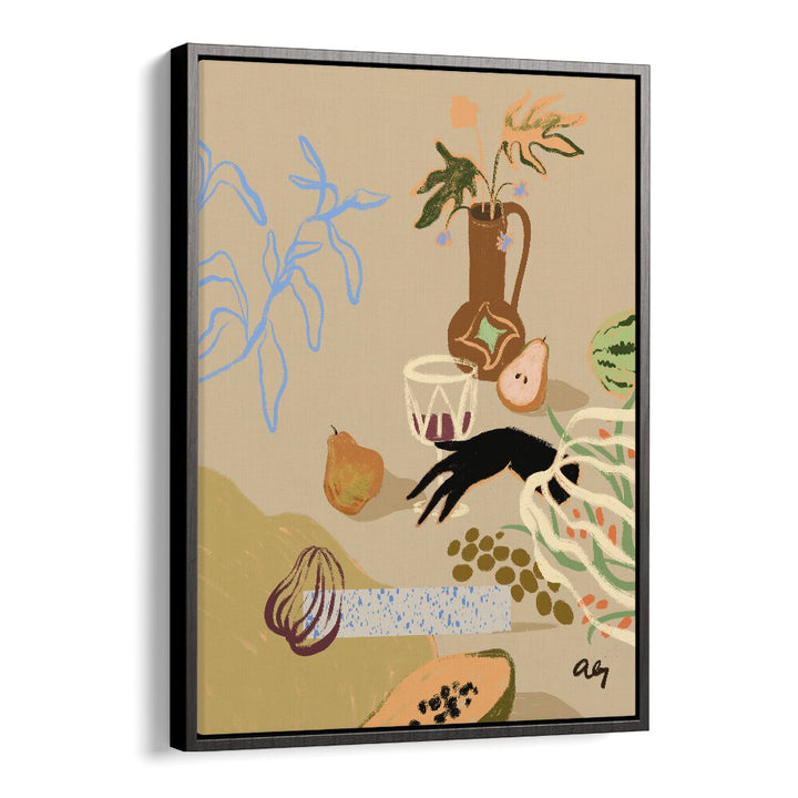 Pass Me The Pear By Arty Guava Wall Art Prints in Black Floater Frame