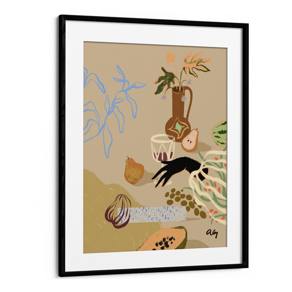 Pass Me The Pear By Arty Guava Wall Art Prints in Black Frame With Mount