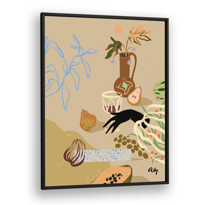 Pass Me The Pear By Arty Guava Wall Art Prints in Black Plain Frame