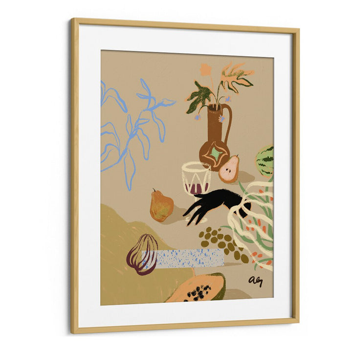 Pass Me The Pear By Arty Guava Wall Art Prints in Oak Wood Frame With Mount